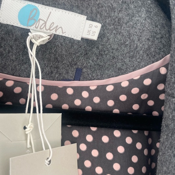 Boden coat NWT Holywell coat 6 gray with navy embroidery, classic gorgeous coat - Picture 4 of 11